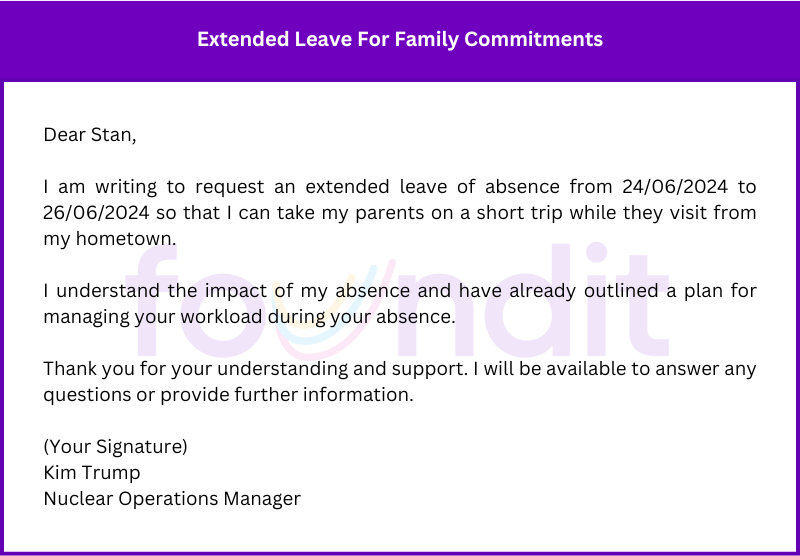 Extended Leave Request For Family Commitments