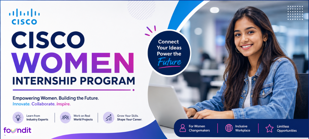 Cisco Women Internship Program banner showcasing career opportunities for women in technology.