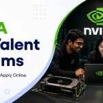 NVIDIA Early Talent Programs banner featuring students working with AI, GPU and robotics technology, with eligibility, programs and apply online details