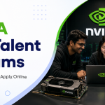 NVIDIA Early Talent Programs banner featuring students working with AI, GPU and robotics technology, with eligibility, programs and apply online details.