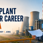 Power Plant Engineer with a industrial plant map in his hand looking towrds the factory